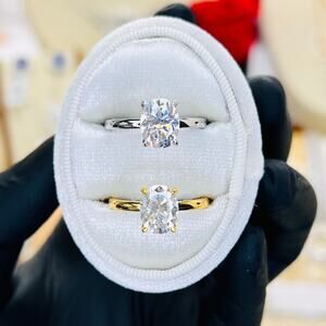 2.12ctw Oval Moissanite w/ Hidden Halo Solitaire Engagement Ring